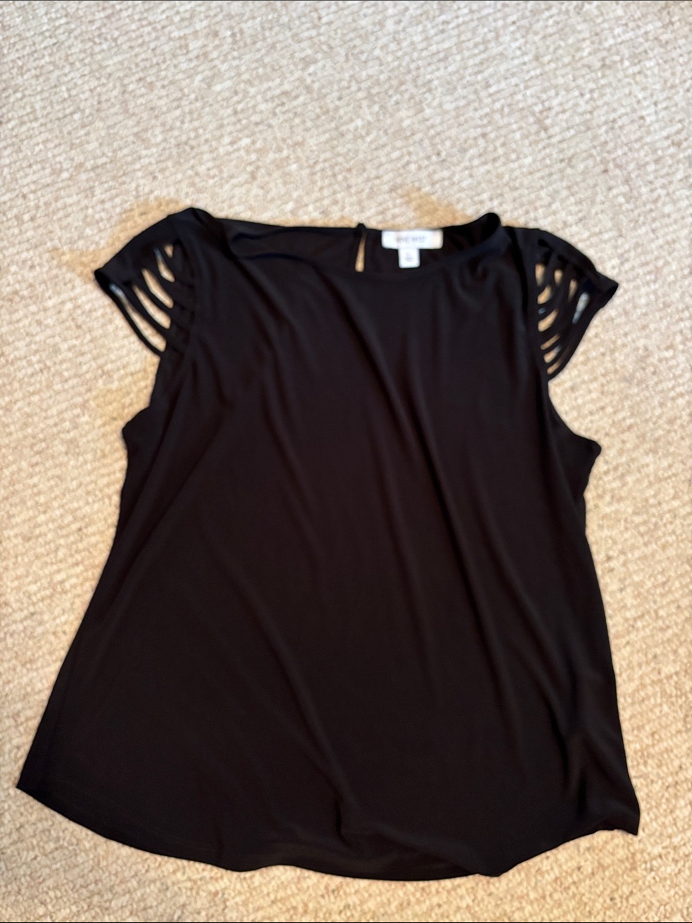 Nine West Large Black Sleeveless Top with Cutout Strap Detail